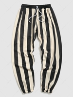 Contrasting Stripe Print Jogger Sweatpants 4xl Light yellow