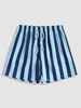 Contrasting Striped Print Beach Shorts Xxl Dark slate blue