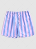 Contrasting Striped Print Beach Shorts Xxl Ocean blue