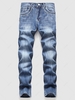 Contrasting Trim Scratch Jeans 42 Blue