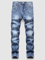 Contrasting Trim Scratch Jeans 42 Blue