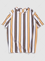 Contrasting Vertical Striped Pattern T-shirt Xxl Sun yellow