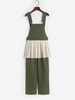 Convertible Contrast Pleated Skirted Detail Overalls S Deep green