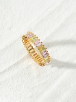 Copper Inlaid T Diamond Colored Zircon Plated 18K Gold Ring