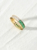 Copper Inlaid T Diamond Colored Zircon Plated 18K Gold Ring