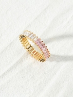 Copper Inlaid T Diamond Colored Zircon Plated 18K Gold Ring