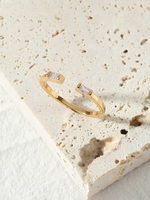 Copper Inlaid Zircon Plated 18K Gold Adjustable Ring