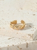 Copper Inlaid Zircon Plated 18K Gold Irregular Shape Open Ring