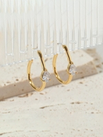 Copper Inlaid Zircon Plated 18k Gold Round Earrings