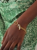 Copper Inlay Plated 18K Gold Color Retaining Faux Peal Embellished Chain Bracelet