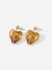 Copper Inlay Plated 18K Gold Color Retaining Heart Drop Earrings