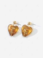 Copper Inlay Plated 18K Gold Color Retaining Heart Drop Earrings