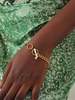Copper Inlay Plated 18K Gold Faux Pearl Embellished Toggle Clasp Bracelet