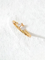 Copper Inlay Triangle Zircon Plated 18K Gold Color Retaining Ring