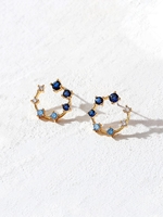 Copper Inlay Zircon Plated 18K Gold Color Retaining Earrings