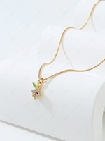 Copper Inlay Zircon Plated 18K Gold Color Retaining Grape Pendant Necklace