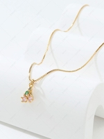 Copper Inlay Zircon Plated 18K Gold Color Retaining Pendant Necklace