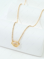 Copper Inlay Zircon Plated 18K Gold Color Retaining Star Planet Pendant Necklace