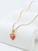 Copper Inlay Zircon Plated 18K Gold Color Retaining Strawberry Pendant Necklace