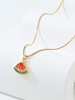Copper Inlay Zircon Plated 18K Gold Color Retaining Watermelon Pendant Necklace