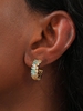 Copper Inlay Zircon Plated 18K Gold Open Hoop Earrings