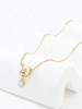 Copper Inlay Zircon Plated 18K Gold Owl Moon Pendant Necklace