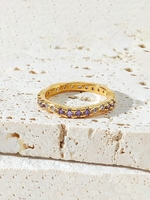 Copper Inlay Zircon Plated 18K Gold Ring