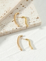 Copper Plated 18K Genuine Gold Front And Rear Line Shape Earrings