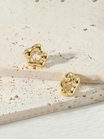 Copper Plated 18K Genuine Gold Inlaid Zircon Flowers Stud Earrings