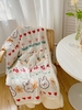 Coral Fleece Rabbit and Flowers Pattern Fuzzy Blanket