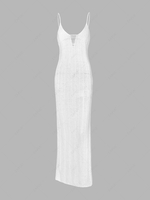 Corchet Knit Cami Slinky Midi Dress L White