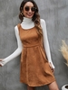 Corduroy A Line Tank Dress L Coffee
