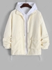 Corduroy Cargo Pockets Zip Up Jacket L Warm white