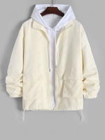 Corduroy Cargo Pockets Zip Up Jacket Xl Warm white