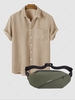 Corduroy Casual Short Sleeves Shirt With Minimalist Sports Fanny Pack Light coffee