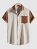 Corduroy Colorblock Pocket Short Sleeve Shirt Xxl