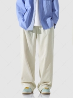 Corduroy Drawstring Pocket Straight Pants Xl Beige