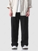 Corduroy Drawstring Pocket Straight Pants Xl Black