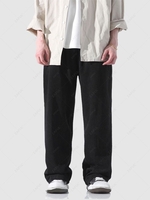 Corduroy Drawstring Pocket Straight Pants Xs Black