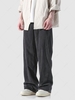 Corduroy Drawstring Pocket Straight Pants Xs Slate gray