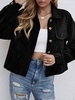 Corduroy Drop Shoulder Flap Detail Jacket Xl Black