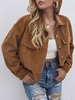 Corduroy Drop Shoulder Flap Detail Jacket Xl Coffee