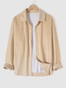 Corduroy Drop Shoulder Shirt L Light coffee
