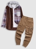 Corduroy Ethnic Aztec Printed Beam Feet Cargo Corduroy Pants Set Multi a