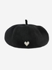 Corduroy Faux Pearl Heart Decorated Beret Hat