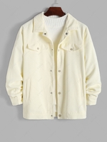 Corduroy Flap Detail Pocket Shacket Xxl Warm white