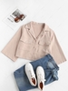 Corduroy Flap Pocket Notch Lapel Blazer M Light coffee