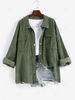 Corduroy Flap Pockets Cargo Shacket M Green