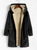 Corduroy Fleece Lined Pockets Hooded Coat Xl Black