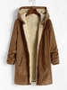 Corduroy Fleece Lined Pockets Hooded Coat Xl Coffee